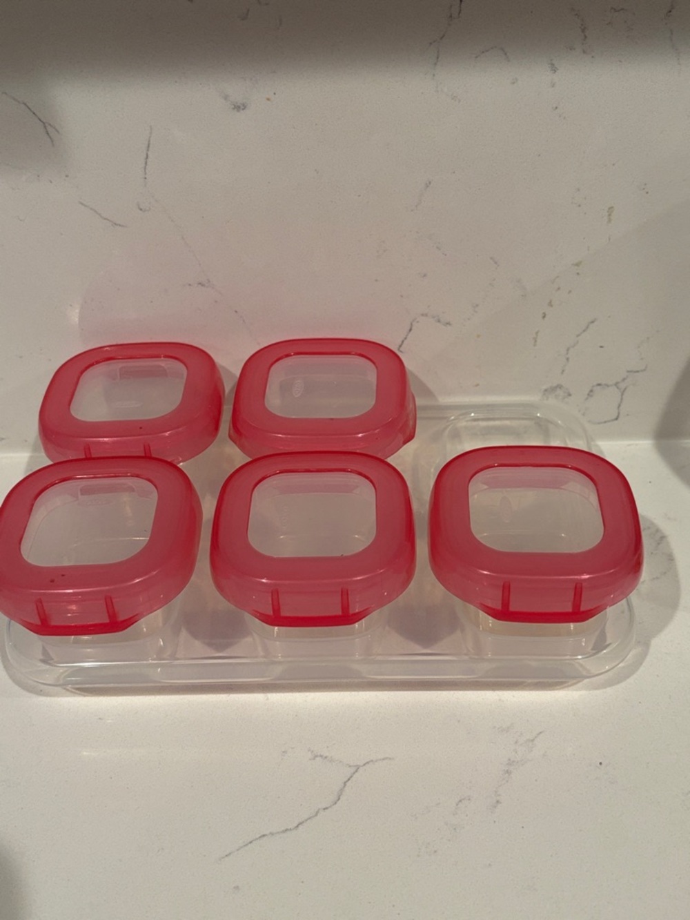 Oxo Clear Food Storage Containers with Red Lids - Set of 5